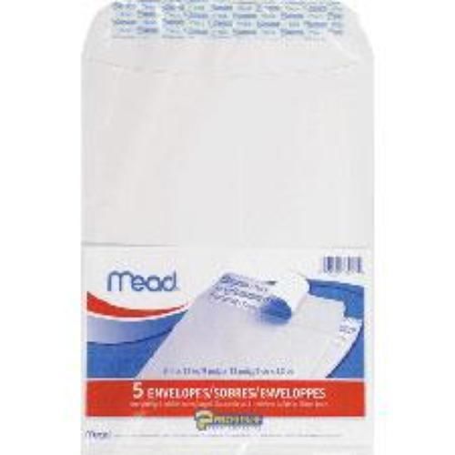 Mead Press It-Seal It Envelopes White Wove 9&#039;&#039; x 12&#039;&#039; 5 Count