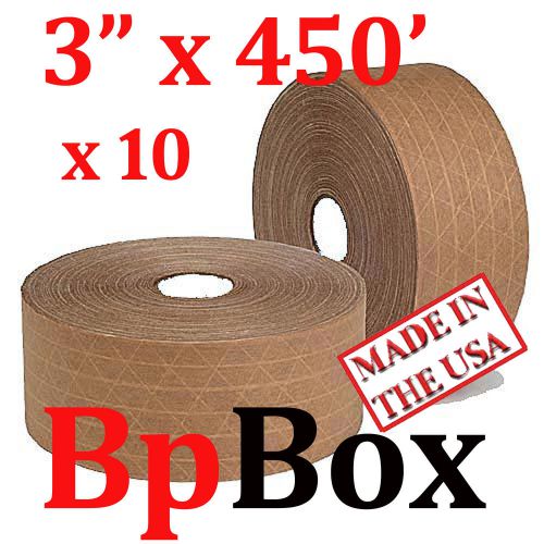 10 sealing reinforced tape roll tan kraft 3&#034;  x 450&#039; for sale