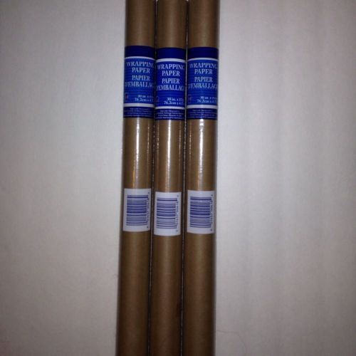 3-Rolls - Brown Postal Shipping Wrapping Kraft Paper 30&#034; x 15&#039;