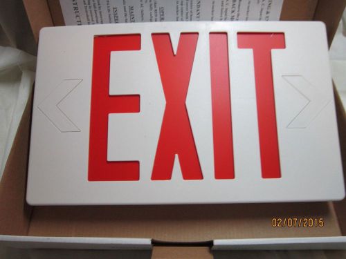Led emergency double face red exit lighting fixture battery backup universal nib for sale