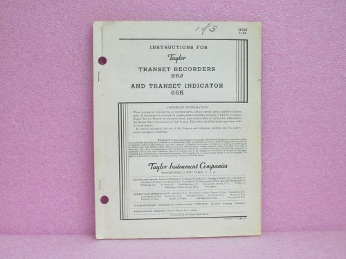 Taylor Manual 86J Transet Recorders &amp; 66K Transet Indicator Instruction Manual