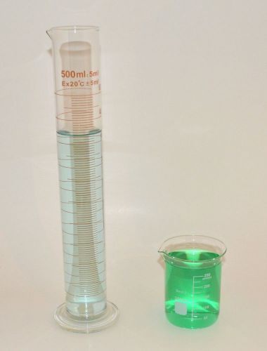 Beaker 250ml cylinder 500ml set borosilicate glass lab glass griffin new for sale