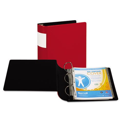 DXL Heavy-Duty Locking D-Ring Binder With Label Holder, 4&#034; Capacity, Red