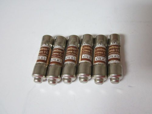 LOT OF 6 COOPER BUSSMANN KTK-R-3 FUSE NEW NO BOX