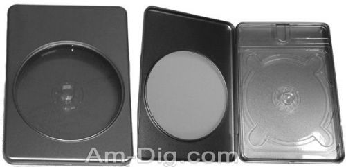 Am-dig tin dvd/cd case rectangular w/ hinge window clear tray 100 pack dct30120 for sale