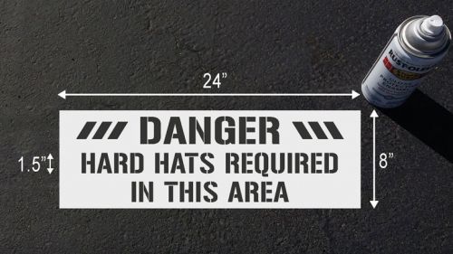 &#034;HARD HATS REQUIRED&#034; Floor &amp; Wall STENCIL SAFETY SIGN,