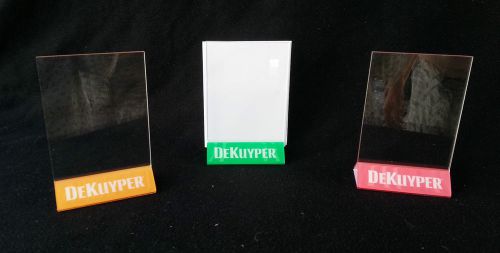 Set of 3 DeKuyper Acrylic Table Card Menu Holder Stand Restaurant 4&#034; x 6&#034; New