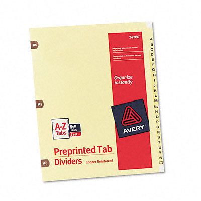 Avery Copper Reinforced Laminated Tab Dividers 25-Tab A-Z Letter Buff Tabs 1 Set