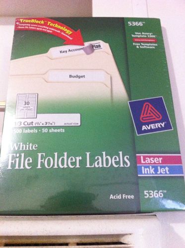 Avery Labels,2/3&#034;x3 7/16&#034; White File Folder Labels 30/Sheet(50Sheets/Box) 5366