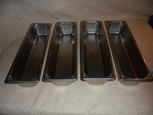 4 Vollrath Superpan 2 stainless steel steam table pans 4.5 by 5.25 by 19.5