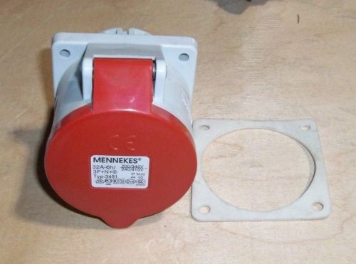 Mennekes 3451 Straight Panel Mounting Socket With 75x75mm Flange IP44 3P+N+E 32A