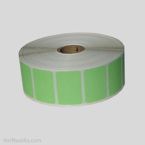 8 Rolls of 2,500 GREEN Thermal Transfer Stickers 1.5&#034; x 1&#034; with 1&#034; Core