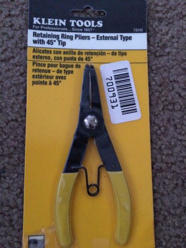 KLEIN TOOLS RETAINING RING PLIERS-EXTERNAL TYPE WITH 45 DEGREE TIP #73243 NEW!!