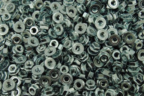 Lot of 1000 - new - serrated flange  3/8 - 16  hex lock nuts - zinc plated for sale
