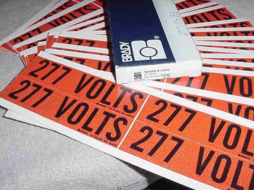(104)   277 volts 44212 brady conduit &amp; voltage markers (26) sheets of (4) for sale