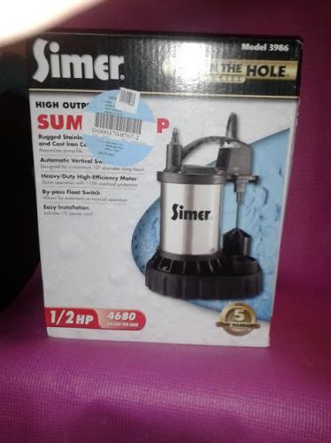Simer 3986 1/2 hp sump pump with vertical switch for sale