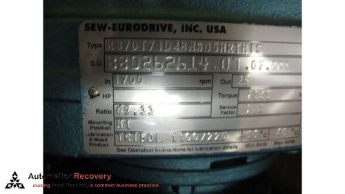 Sew eurodrive r37dt71d4bmg05hrthis w/a part number dft71d4bmg05hrthis, new for sale