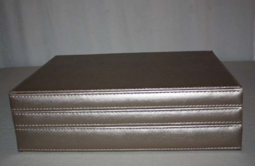 GOLD FAUX LEATHER 3 LEVEL JEWELRY DISPAY BOX GREAT FOR RESELLERS  NEW