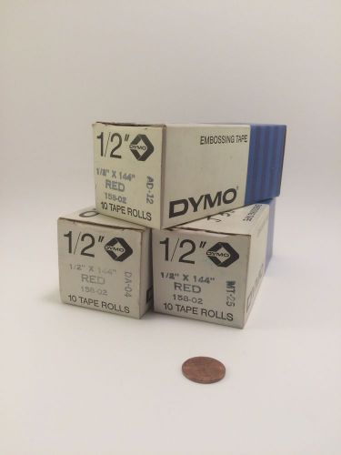Vintage Dymo Embossing Tape Rolls Lot Of 30 Tapewriters 1/2&#034;x 144&#034; USA 1960s RED