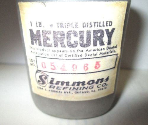 SIMMONS CO  1960&#039;s 1 pound triple distilled dental grade MERCURY