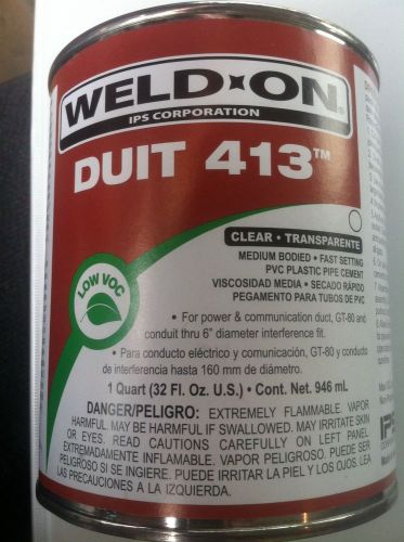 Weld-On 413 Low VOC Clear PVC Cement lot of 2 Quart 32 oz Containers