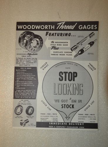WOODWORTH THREAD GAGES CATALOG (JRW #084) Machinists Metrology