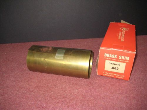 Brass shim stock roll: 88&#034; x 6&#039; x .002.  atcliff (metals) ltd. birmingham, uk for sale