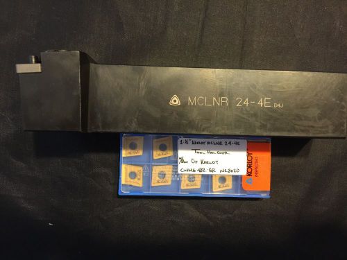 1-1/2&#034; korloy mclnr 24-4e holder w/ box of korloy cnmg 432 - gr nc3020 inserts for sale