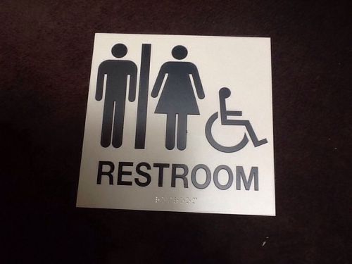 Braille Restroom Unisex/handicap Sign - Plastic Signage - Easy Hang NEW 8x8&#034;