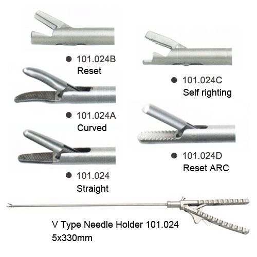 New CE Approved Needle Holder V Type 5X330mm Laparoscopy Endoscopy 101.024