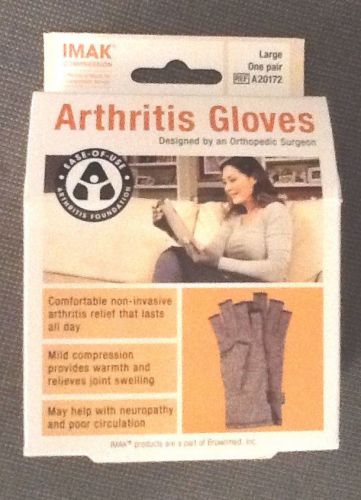 New IMAK Compresson Arthritis Gloves Size Large up to 4 inch palm width A20172