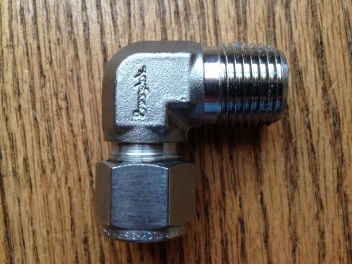(1) NEW SS Swagelok Tube Fitting, Male Elbow, 12 mm Tube OD x 1/2 MPT SS-12M-2-8
