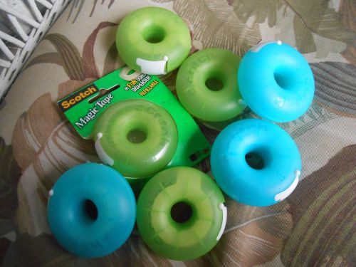 ESTATECLEAN-OUT COLORFUL SCOTCH BRAND MAGIC TAPE FUN REFILLABLE DONUT LOT OF 7