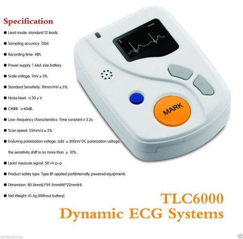 48 hours Recorder&amp;Analysis software, Dynamic ECG / EKG holter,USB,OLED,Portable
