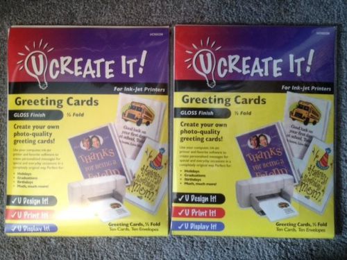 2 Pack! U CREATE IT! Greeting Cards Gloss Finish Half-Fold 10 Pack