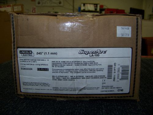 Lincoln Electric SuperArc LA-100 .045&#034; 4 12 lb Rolls Stock # ED033324 New