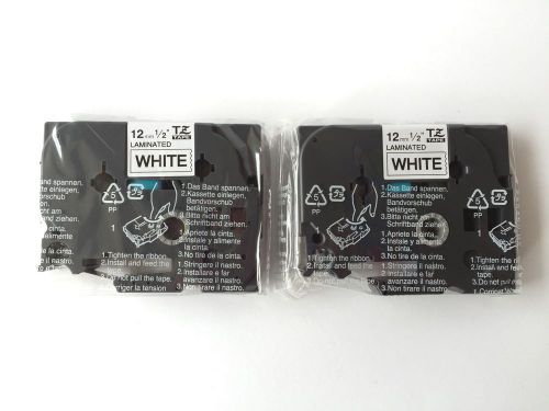 Lot of 2 Brother label tape TZ-2314PK 1/2&#034; black print on white tape New Sealed