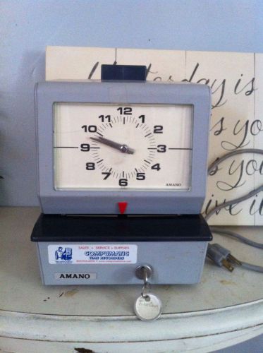 Working Amano Employee timeClock Time clock with Key Gray model 3608