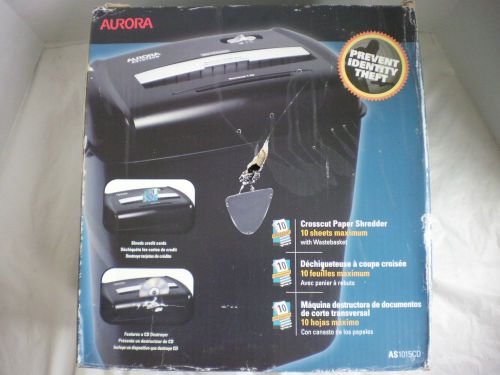 Aurora AS1015CD Crosscut Paper Shredder NIB! 10 Sheets, CDs, Credit Cards!!!