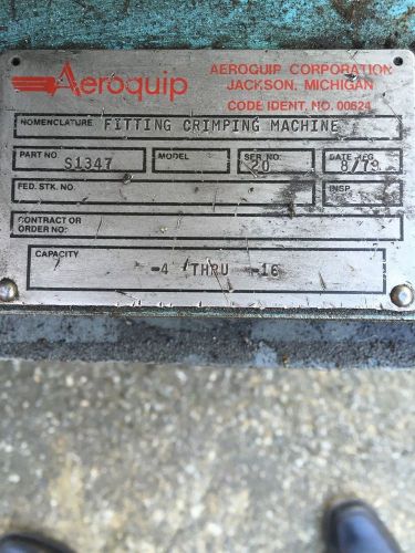 Aeroquip S1347 Hydraulic Hose Crimper
