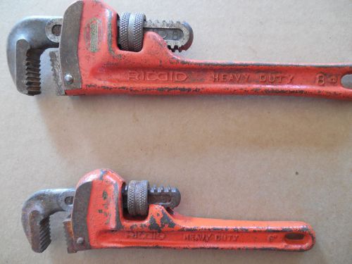 2 Rigid Heavy Duty Pipe Wrenches 8 and 10 inch