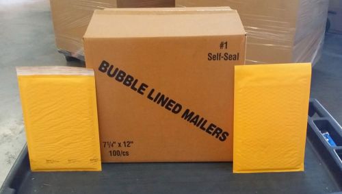 100 #1 7.25&#034; x 12 &#034; bubble - lite &#034; self sealing padded kraft bubble mailers for sale