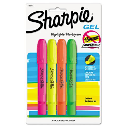 Gel highlighter, bullet tip, assorted colors, 4 per set for sale