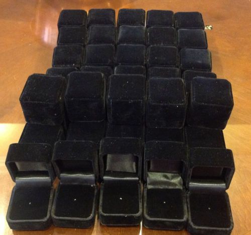 Lot 40 deluxe plush black velvet jewelry presentation gift pin boxes 2&#034; by 2.25&#034; for sale