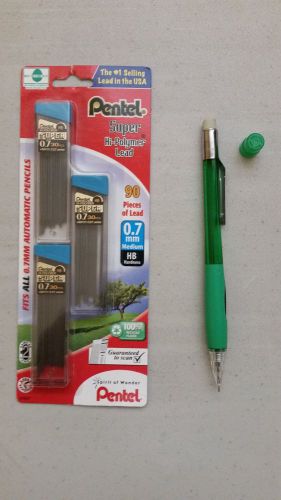 Super Hi-Polymer Lead Refills, 0.7mm, HB, Black, 90 Leads/Pack Plus Pencil