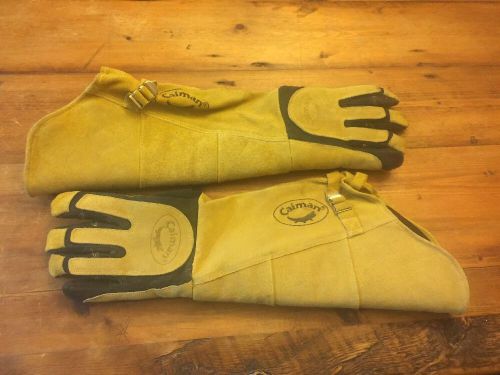 Caiman 1878 21&#034; Welding Gloves Kevlar Sewn Genuine Deer Skin sleeves Large (B14)