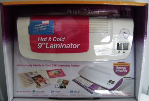 ~New ~ Purple Cows Hot Cold 9&#034; Laminator with 100 - 3 mil Pockets Assorted Sizes