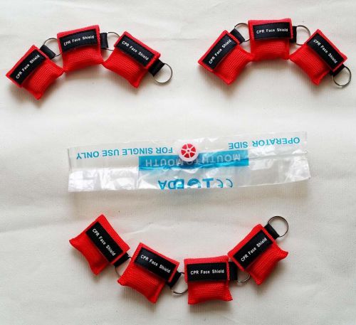 300 sets of cpr mask face mask face shield one-way valve with keyring pouch red for sale