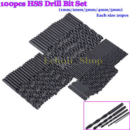 100pcs/set black high speed steel drill bits set (20pcs per 1mm/2mm/3mm/4mm/5mm) for sale