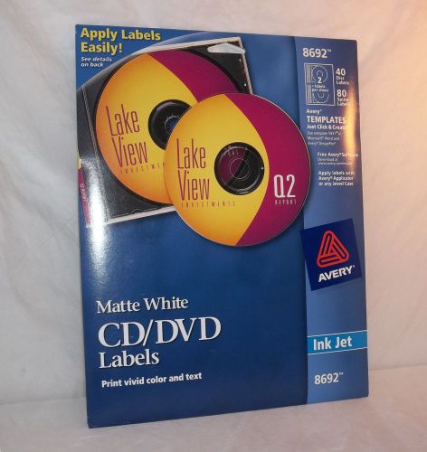 Lot of 2 Avery Cd Labels Matte White 40 Disc 80 Spine 8692 Mailing Labels
